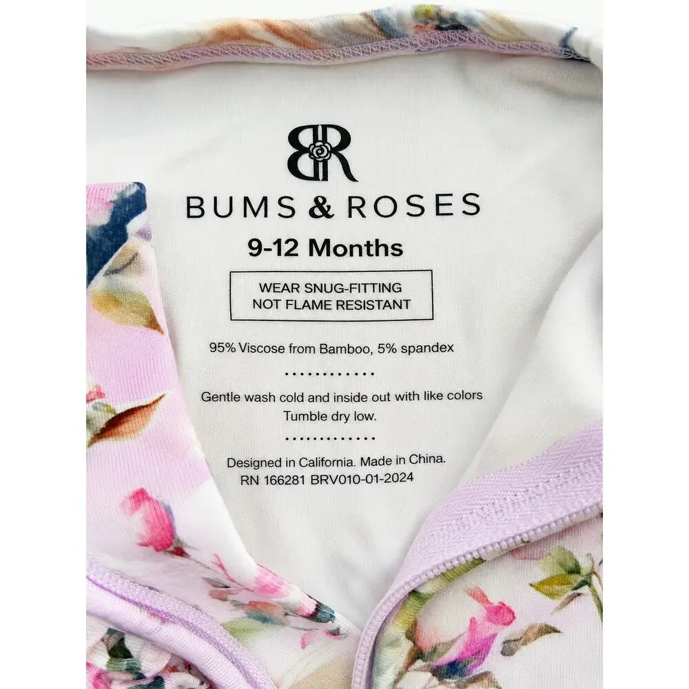 Bums & Roses Hay Girl Hay 9-12M Bamboo Ruffle Footie Farm Animals Floral
